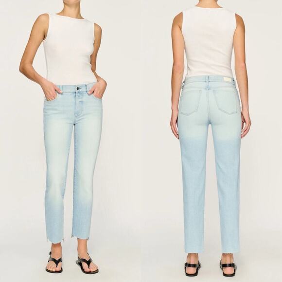 DL1961 High Rise Mara Straight Jeans Light Blue Wash Size 26 No Holes No Rips - Picture 1 of 8